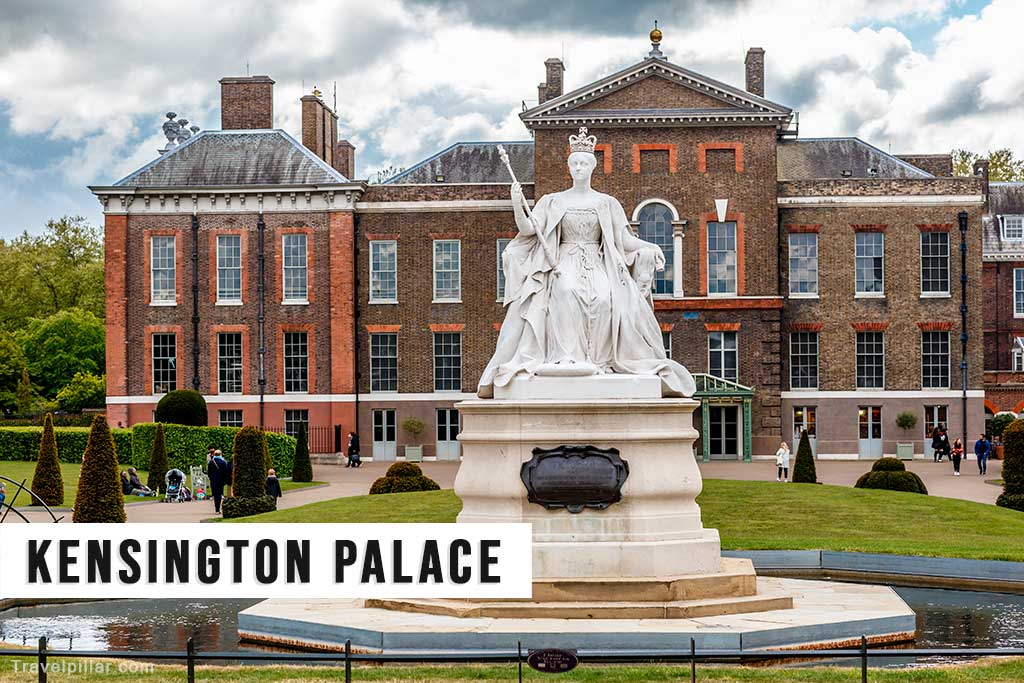 Kensington Palace and Queen Victoria Statue, Hyde Park, London