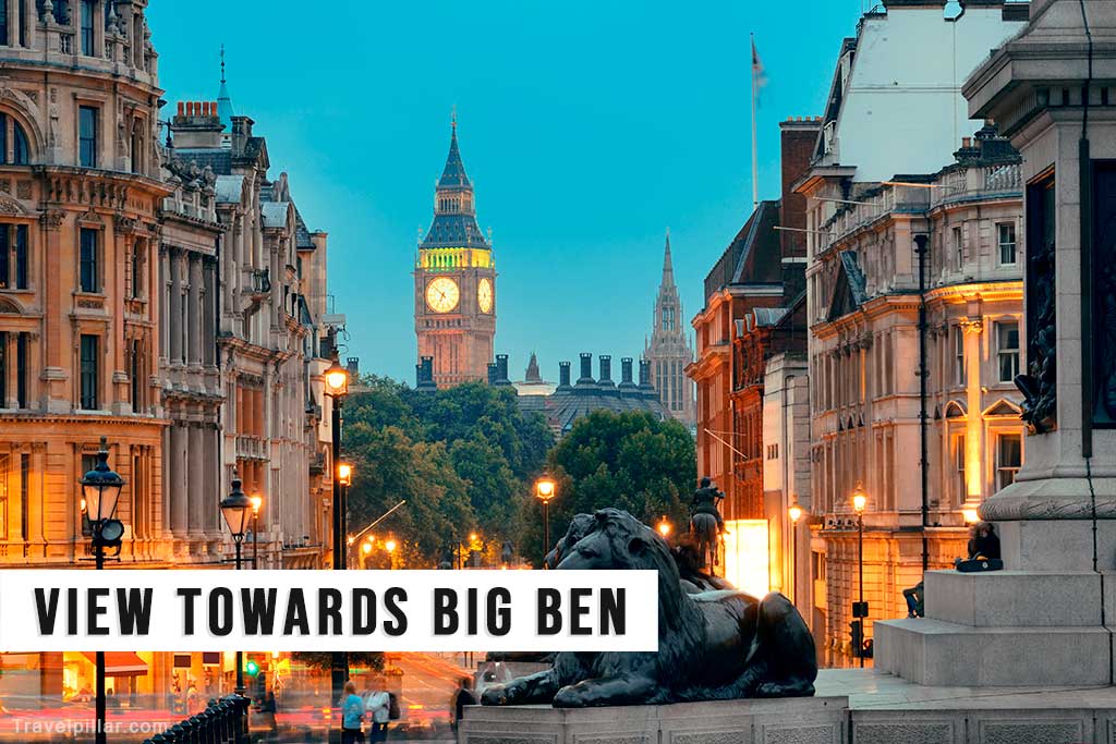 View from the Square towards Big Ben and the Houses of Parliament, London