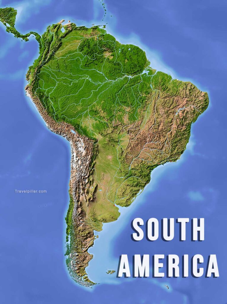 Topographical Map of South America