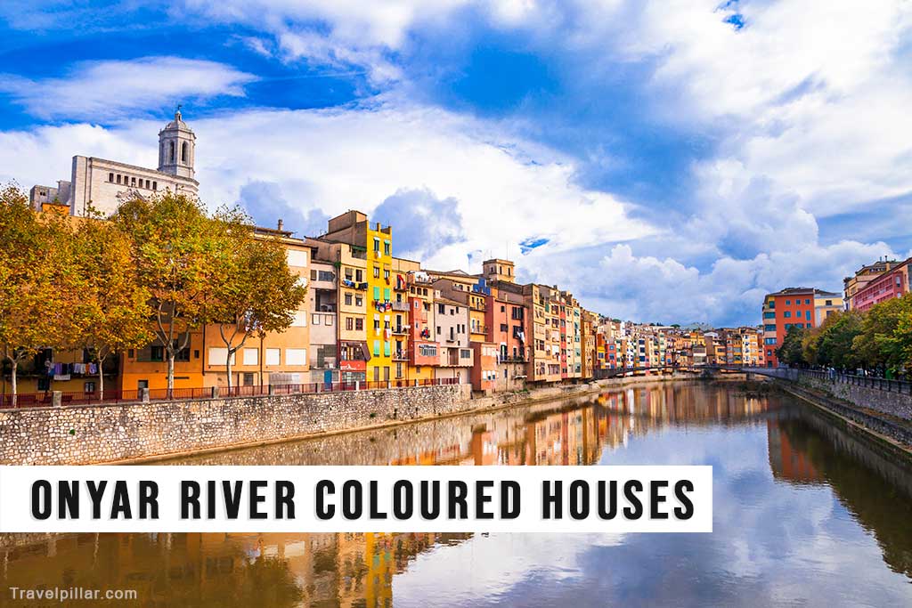 Coloured Houses along the Onyar River, Girona, Spain