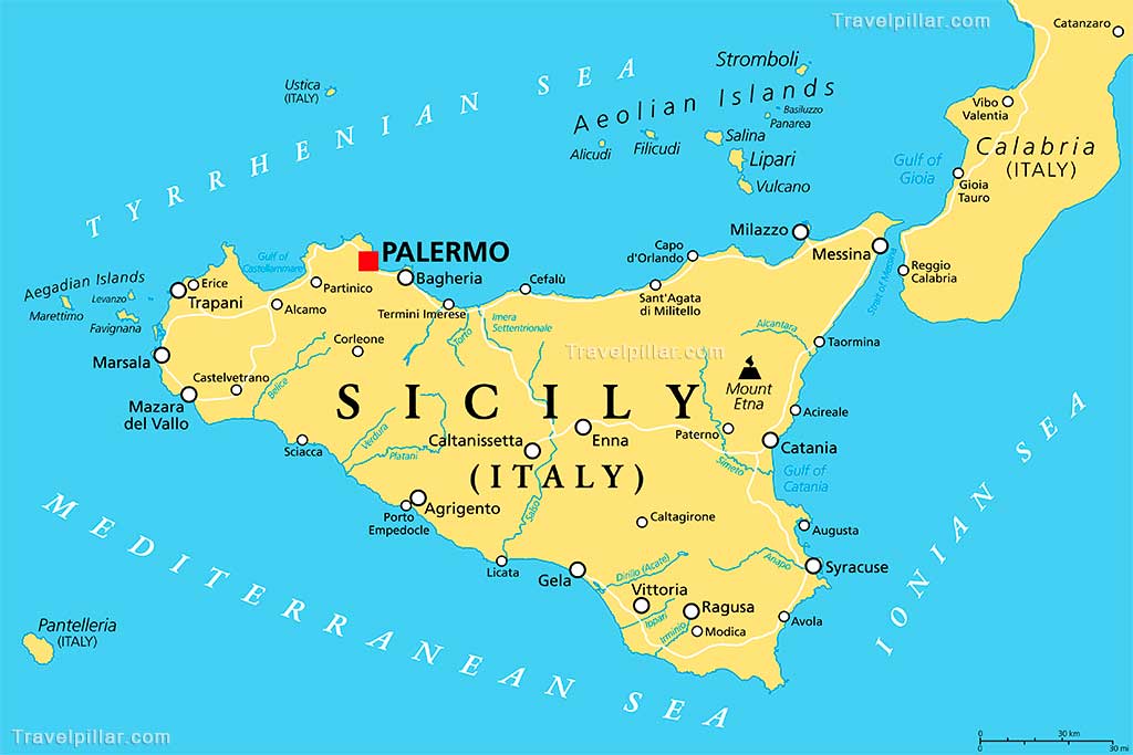 Sicily Map, Italy
