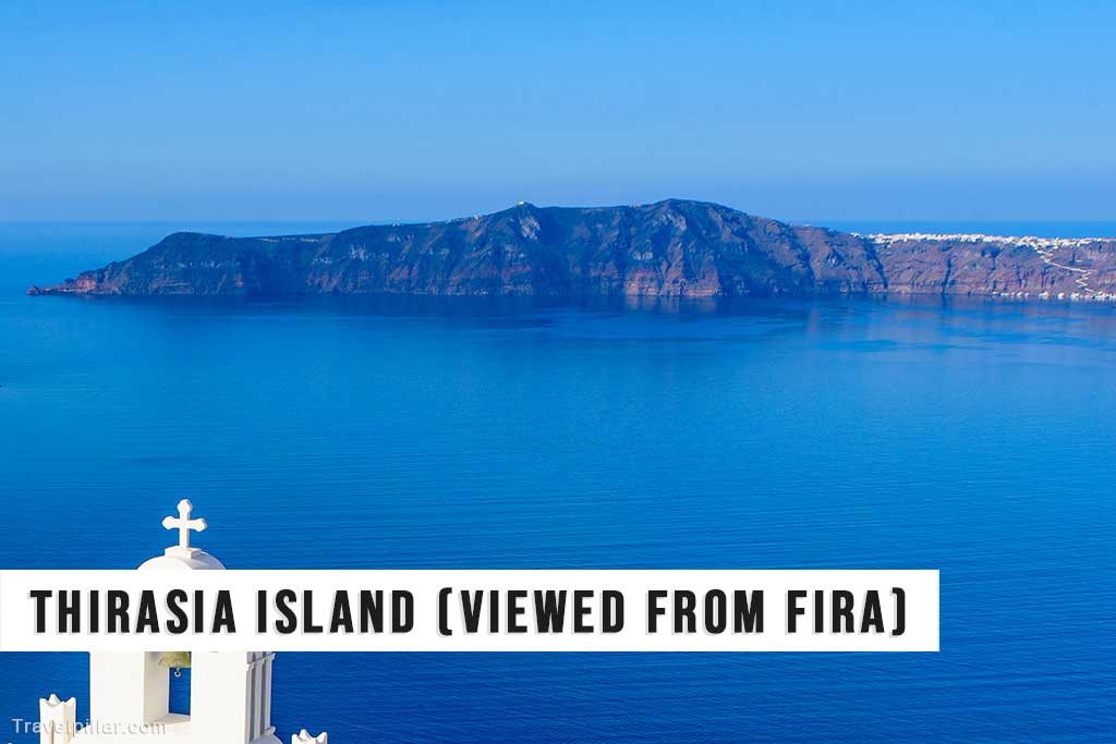 Thirasia Island, (viewed from Fira), Santorini, Greece
