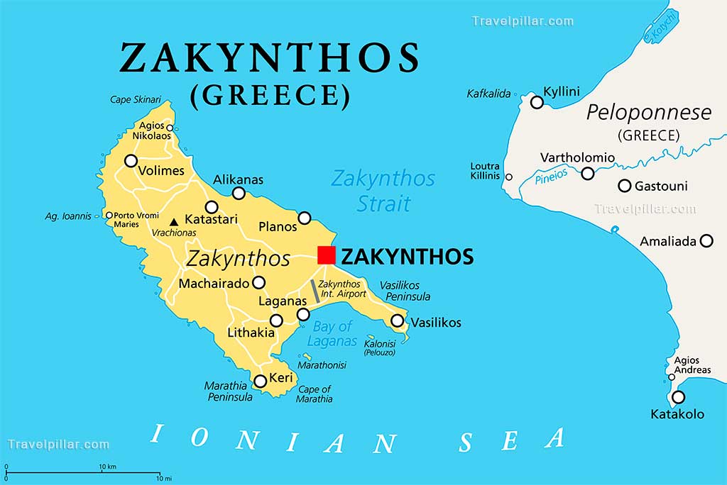 Zakynthos Map, Greece