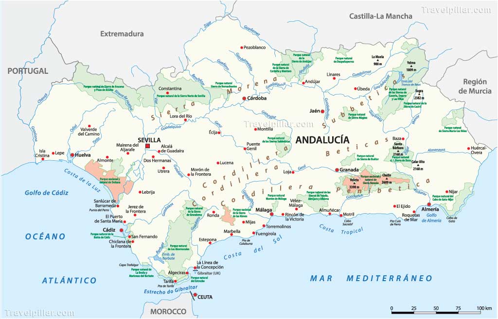 Map of the Andalucia Region