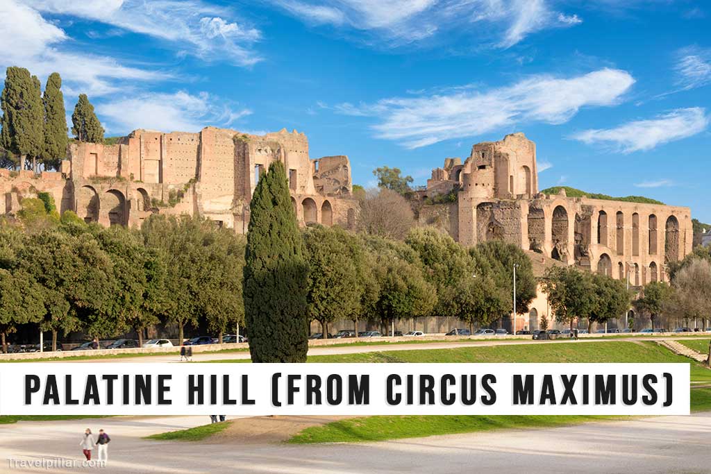 Palatine Hill as viewed from Circus Maximus in Rome