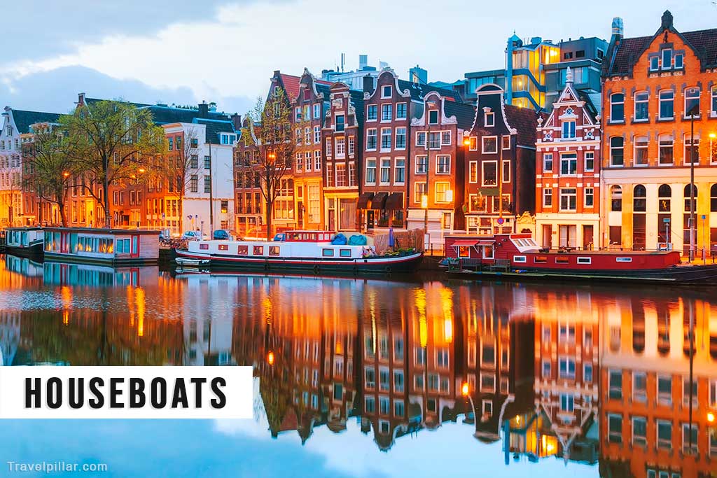 Houseboats on the canals of Amsterdam