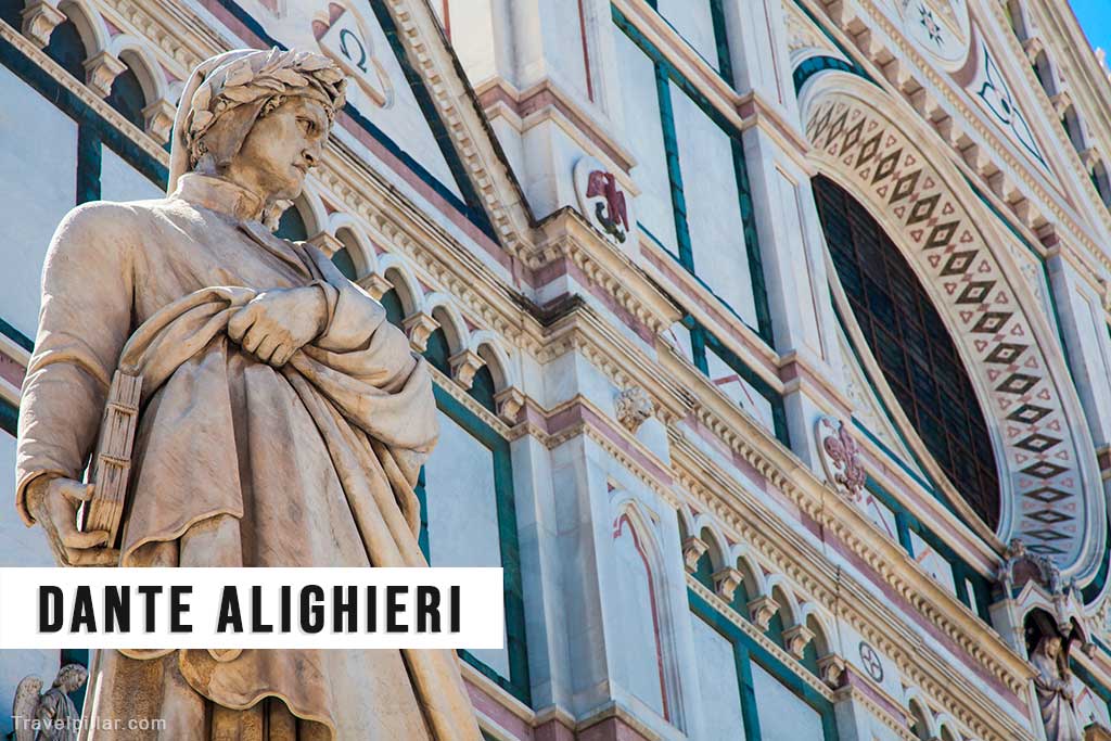 Dante Alighieri Statue outside Santa Croce Church in Florence