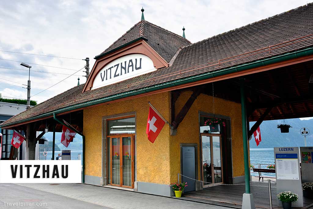 Vitzhau Train and Boat Station located directly on the shore of Lake Lucerne