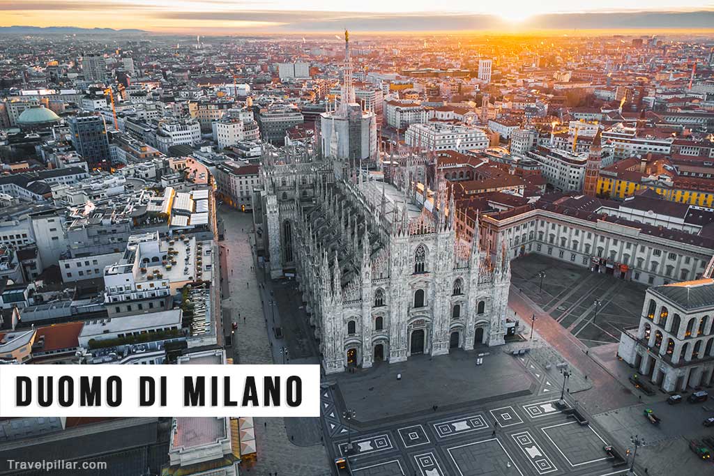 Aerial view of Duomo di Milano, Milan