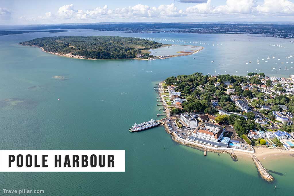 Aerial shot of Poole Harbour, Dorset, England