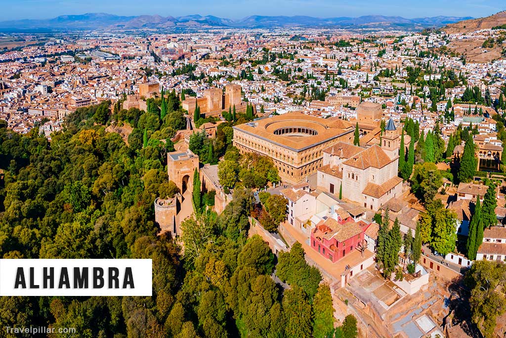Aerial view of Alhambra, Granada, Spain