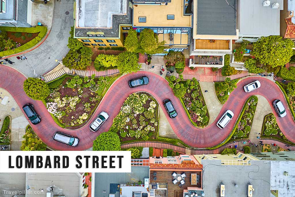 Aerial view of Lombard Street, San Francisco