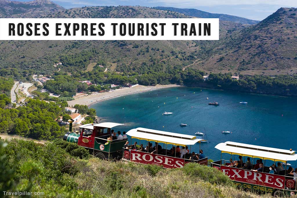 Tourist Train Roses Expres on an excursion to Cala Monjoi